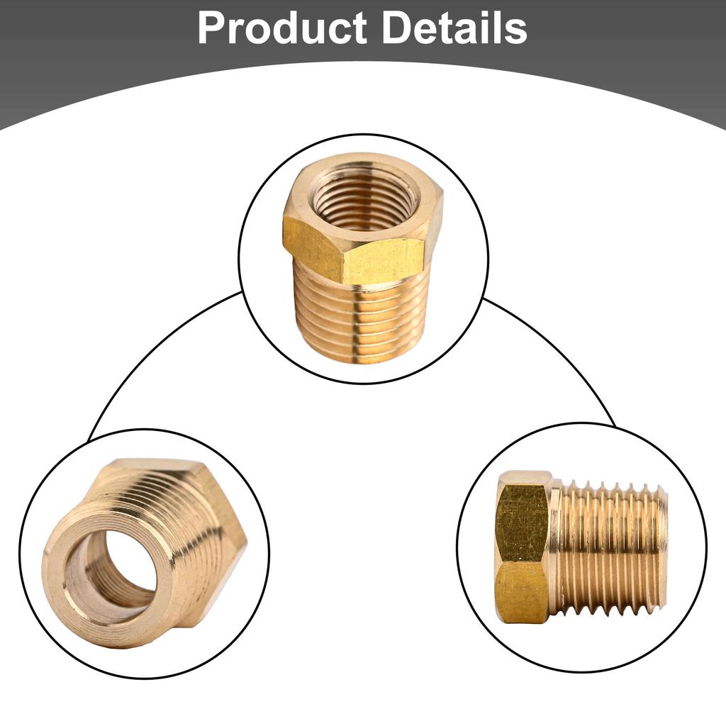 Stylish Brass 14 NPT Male To 18 NPT Female Pipe Reducer Adapter 1/4 NPT Male to 1/8 NPT Female Gold Color Coated