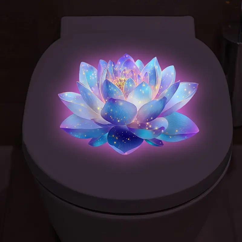 Selbstklebender Lotus Leuchtet-im-Dunkeln Toilettenaufkleber Badezimmer Toilettendeckel Dekoration Ambiente Dekorativer Aufkleber Wanddekor Abziehbild