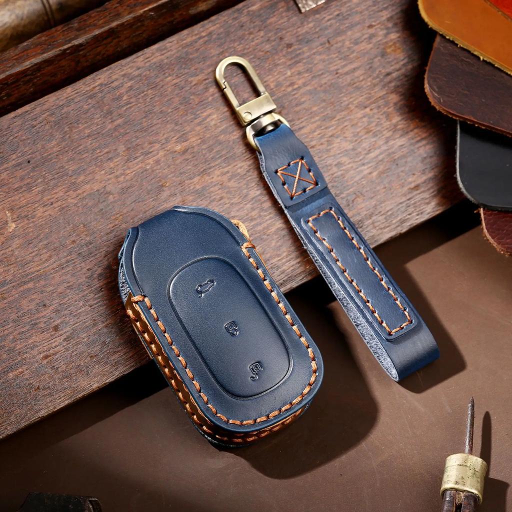 Leather Car Key Cover Keychain Holder Case Protector for Leapmotor T03 S01 C11 C01 Keyless Go Remote Accessories