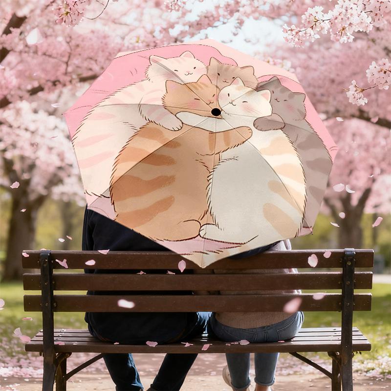 Cozy Cat Nap Umbrella: Perfect for Outdoor Adventures, Auto-Opening & Closing, Lightweight and Durable, Ideal As a Gift 046