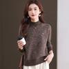 Cashmere Sweater Women Half Turtleneck Pullover Thickened Knitted Sweater and Loose Solid-colored Base Layer