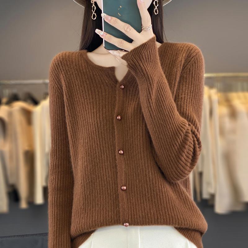 QingHe Kaschmir Damen 30% Kaschmir Cardigan - Weicher & Warmer Wollmischungs Pullover