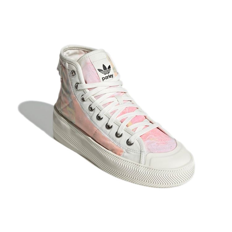 Adidas Parley X  Originals Nizza High Canvas Durable Slip-Resistant Lightweight High-Top Skate Shoes Unisex Sneakers Pink Orange GY3176