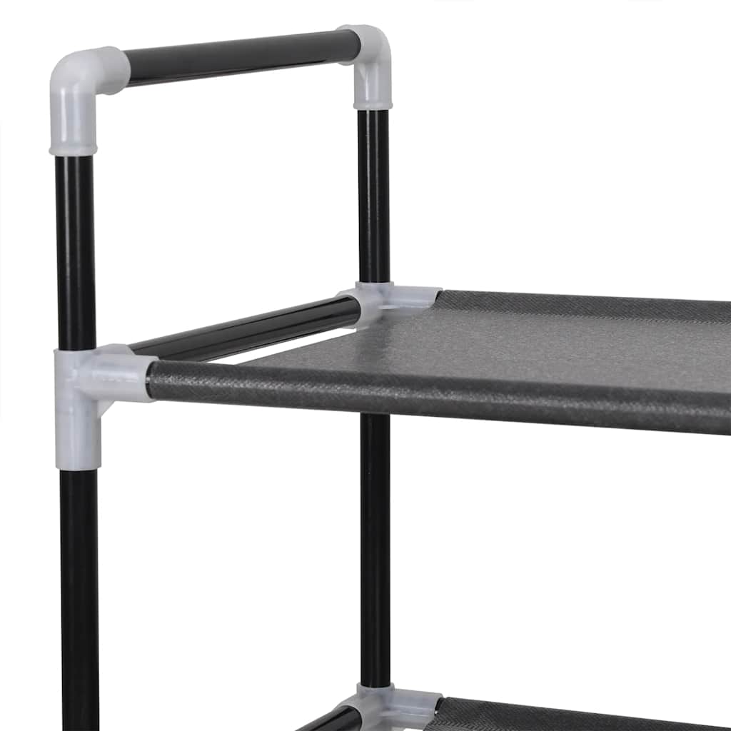 Shoe Rack with 10 Shelves Metal and Felt Fabric Black