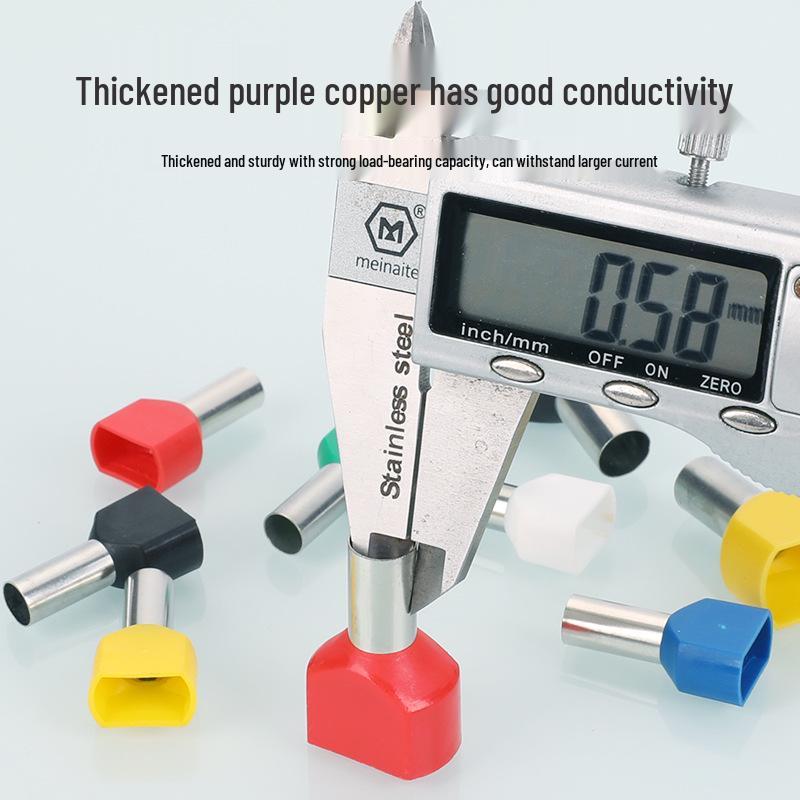 KST TE0508/0510/0512 Two-Wire Tubular Pre-Insulated Purple Copper Cold Crimp Terminal