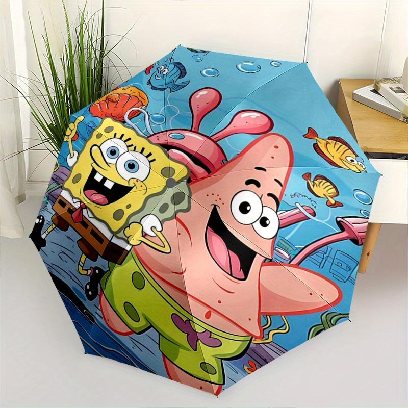 1pc SpongeBob SquarePants Automatic Opening/Closing Umbrella - Portable 3-Fold Design with 8-Bone Iron Frame, Outdoor, for Fans, Travelers, Daily