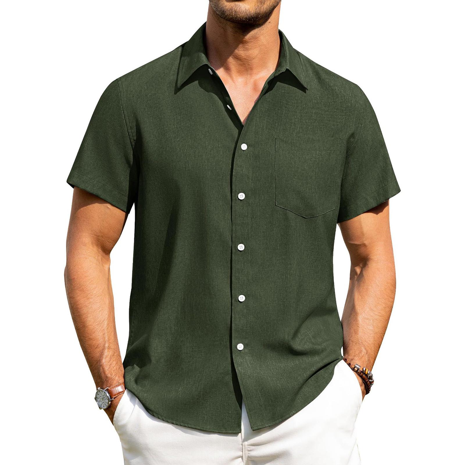 

Men s Casual Button,Down Short,Sleeve Shirt S