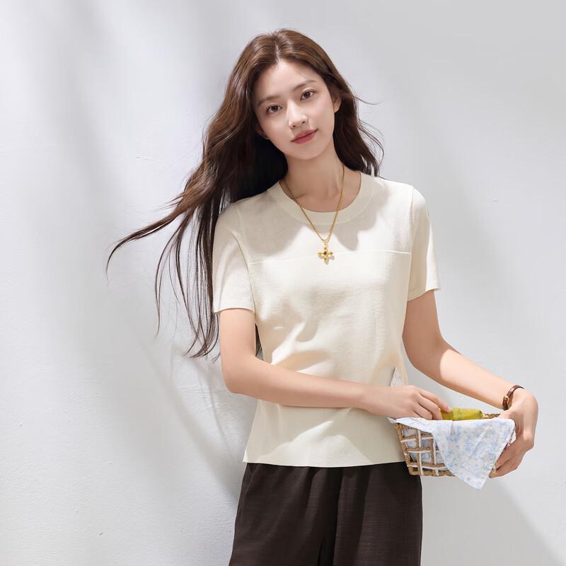 Sancai Women's Plus Size Round Neck Short Sleeve Knit Top