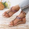 Fashion Summer String Bead Wedge Sandals 2025 New Women's Shoes Elastic Band Women's Sandals Fashion Color Matching Casual Sandals Women