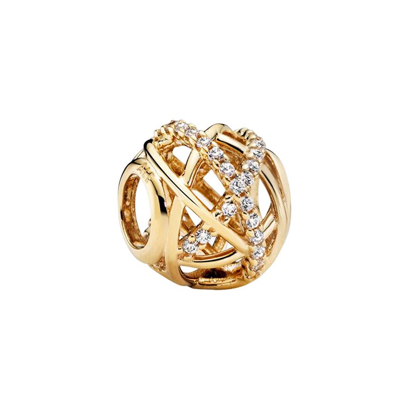 Pandora Hollow Galaxy Charm 14k Gold Synthetic Cubic Zirconia Jewelry Accessories Women's 750827CZ