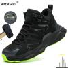 Men Safety Shoes Steel Toe Work Shoes Anti-smash Anti-puncture Indestructible Shoes Slip and Oil Resistant Protective Boots