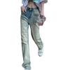 American retro design sense niche jeans women's summer high waist straight loose mopping wide legs yellow mud