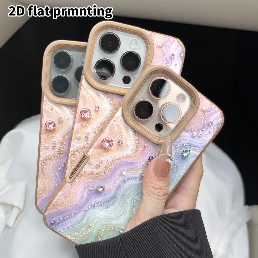 Phone Case: 2D flat lambskin suitable for iPhone 18 17 16 15 14 13 Pro protective case, gem background, Christmas and Halloween gifts