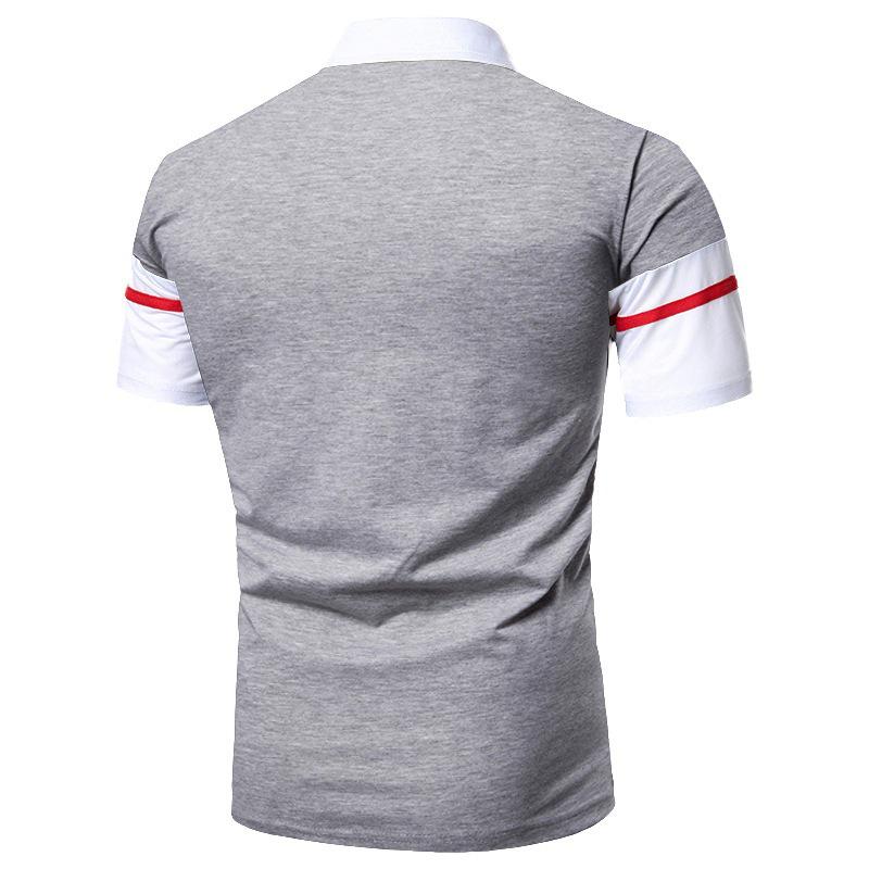 Men's New Lapel Short Sleeve Polo Patchwork T-Shirt Top