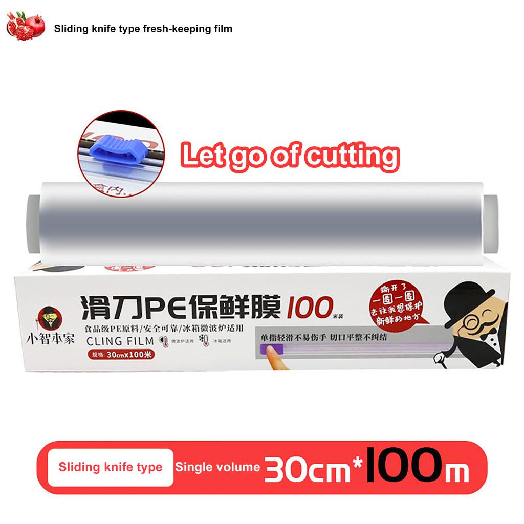 Disposable Sliding Knife Cling Film Household PE Food Grade Cutting Cling Film Large Fruit And Vegetable Meal Cover