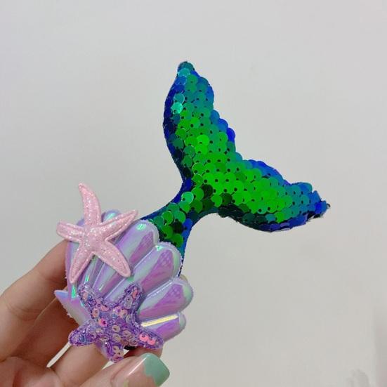 Girl Hair Clip Shine Sequins Mermaid Tail Hairpin with Cute Seashell Hair Accessories Girl Hairpin Mermaid Theme Metal Styling Clip Jewelry