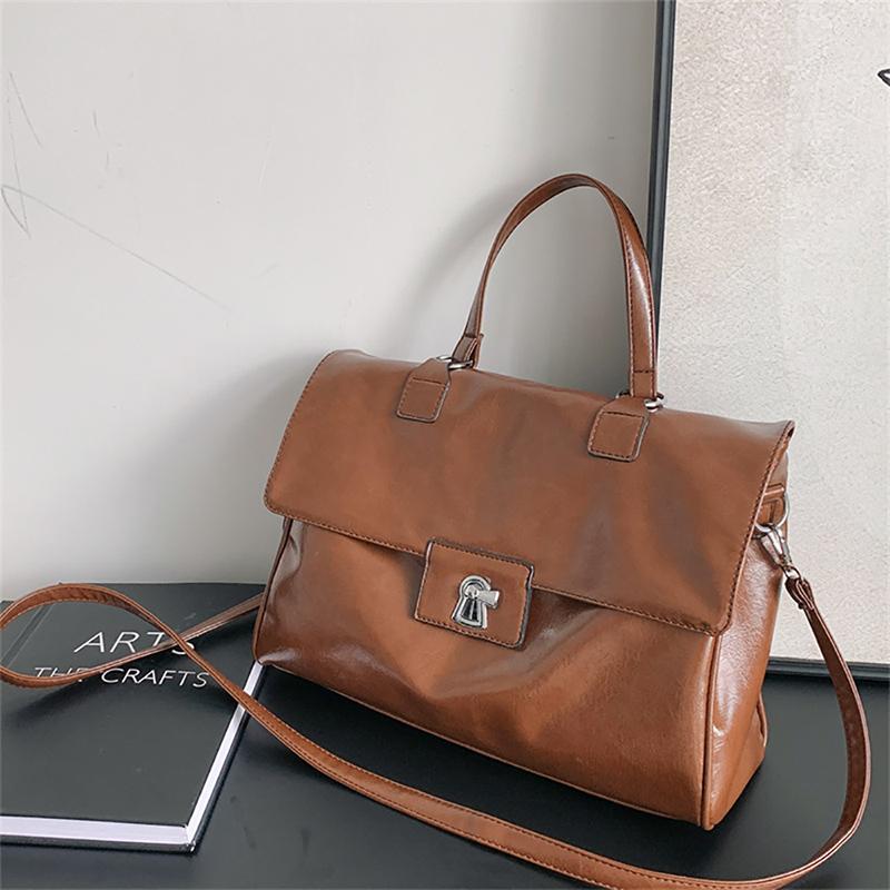 Große Kapazität Ölwachs Leder Umhängetasche Beliebte weiche Leder Vintage Aktentasche Damen Design Sinn Pendler Umhängetasche