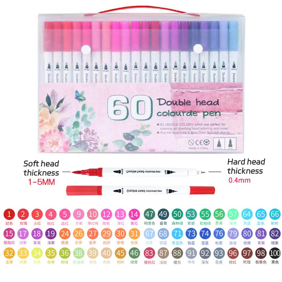 24/48/60/80/100 Colors Double-Head Washable Color Marker Set Art Supplies for Artist Korean Stationery School Supplies