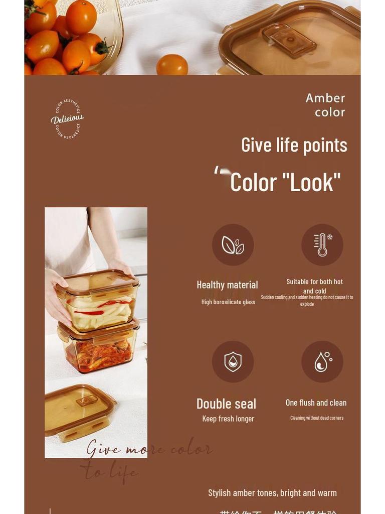 Xilekou Kimchi Box: Large Heat-Resistant Borosilicate Glass Storage for Microwave Use