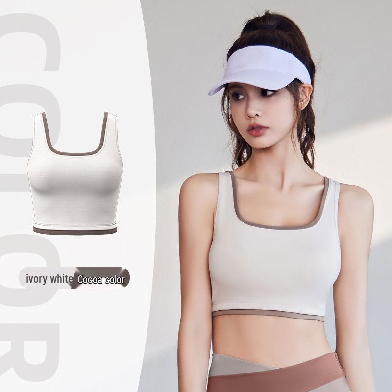 Women's High-Support Shockproof Color Block Sports Bra - Bust-Enhancing, Side-Slimming, Ideal for Yoga & Outdoor Activities