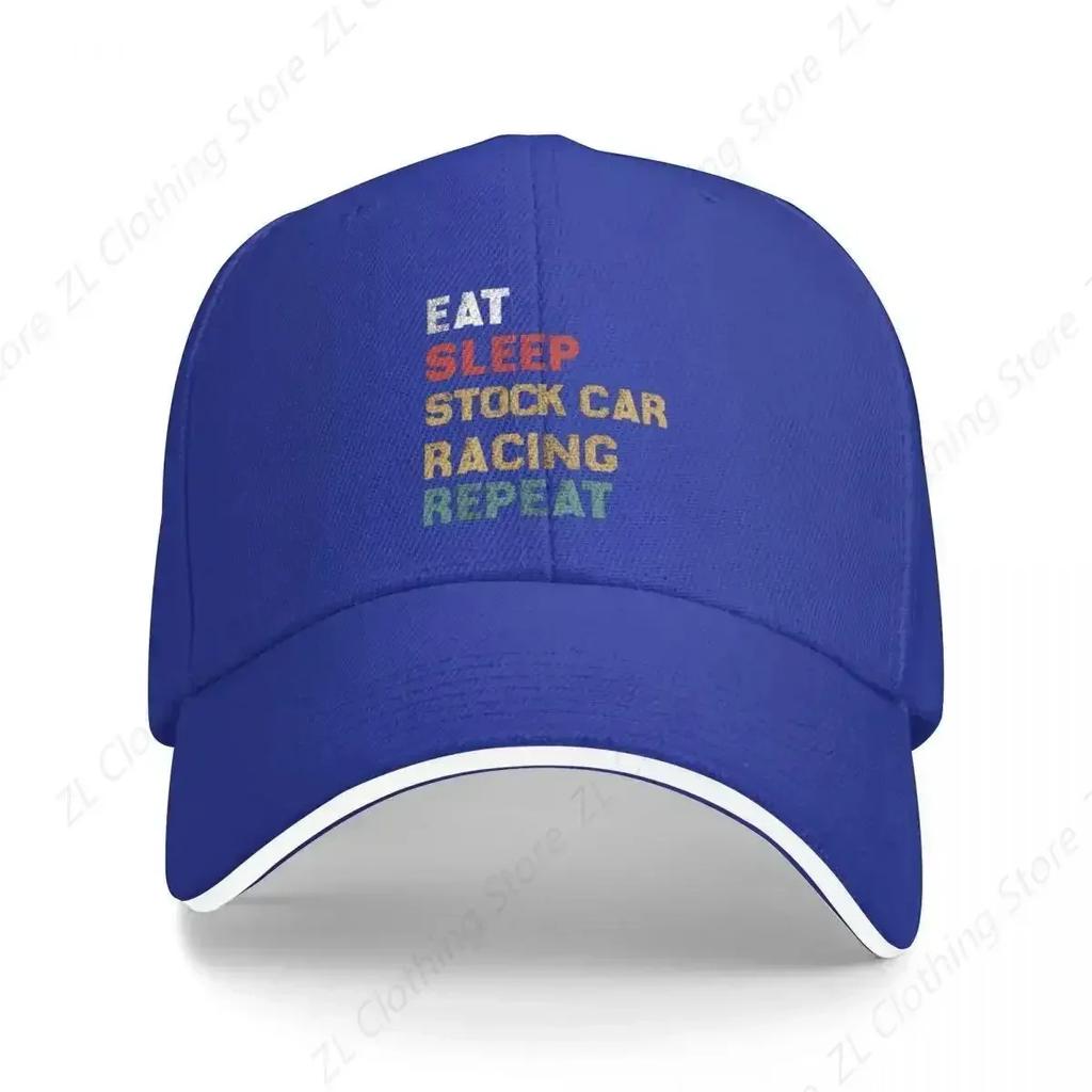 Eat Sleep Stock Car Racing Repeat Funny Player Gift Baseball Cap Fluffy Hat Sunhat Womens Beach Visor Unisexs
