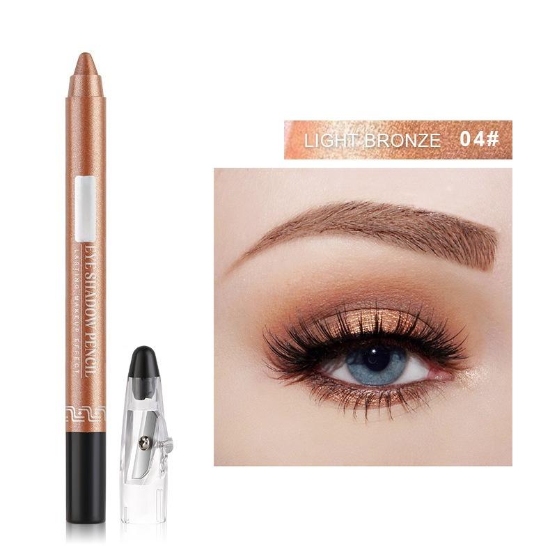 Smoky Dark Green Eyeshadow Pencil Stick 12 Colors Metallic Glitter Eye Shadow Highlighter Pen Makeup Tool Waterproof Pearlescent