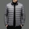 Autumn Winter Lightweight Down Jacket Men Stand Collar Smart Casual White Duck Down Coat Male Solid Warm Fashion Outwear Jackets