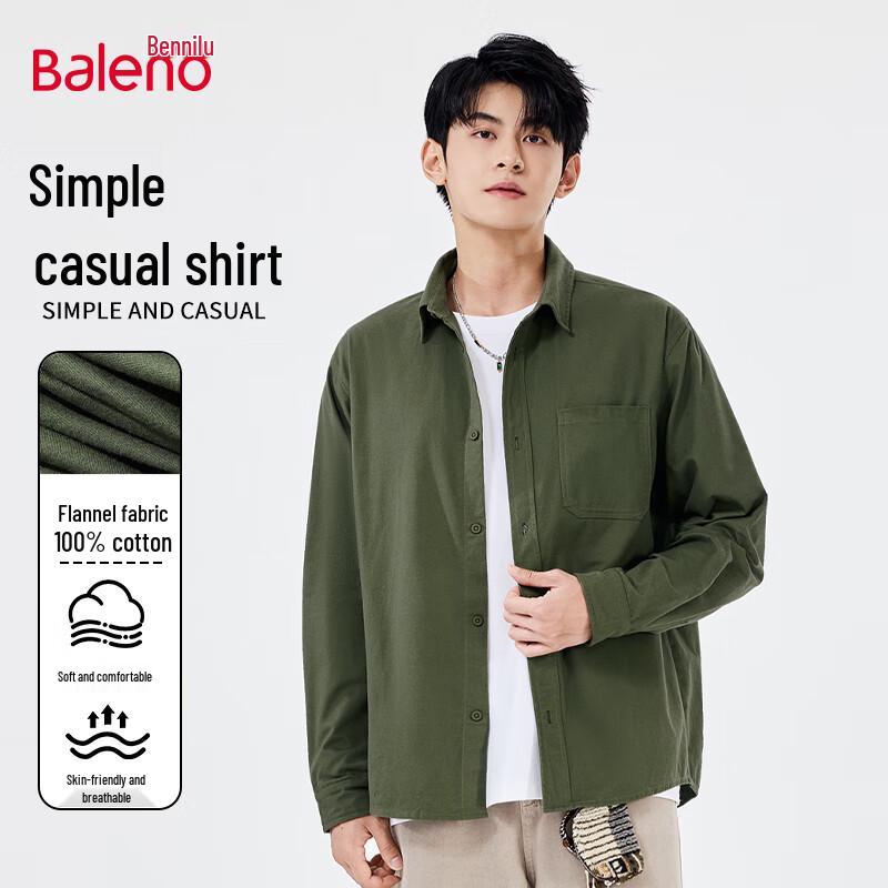 Baleno Men s Solid Color Flannel Long-Sleeve Shirt 2XL