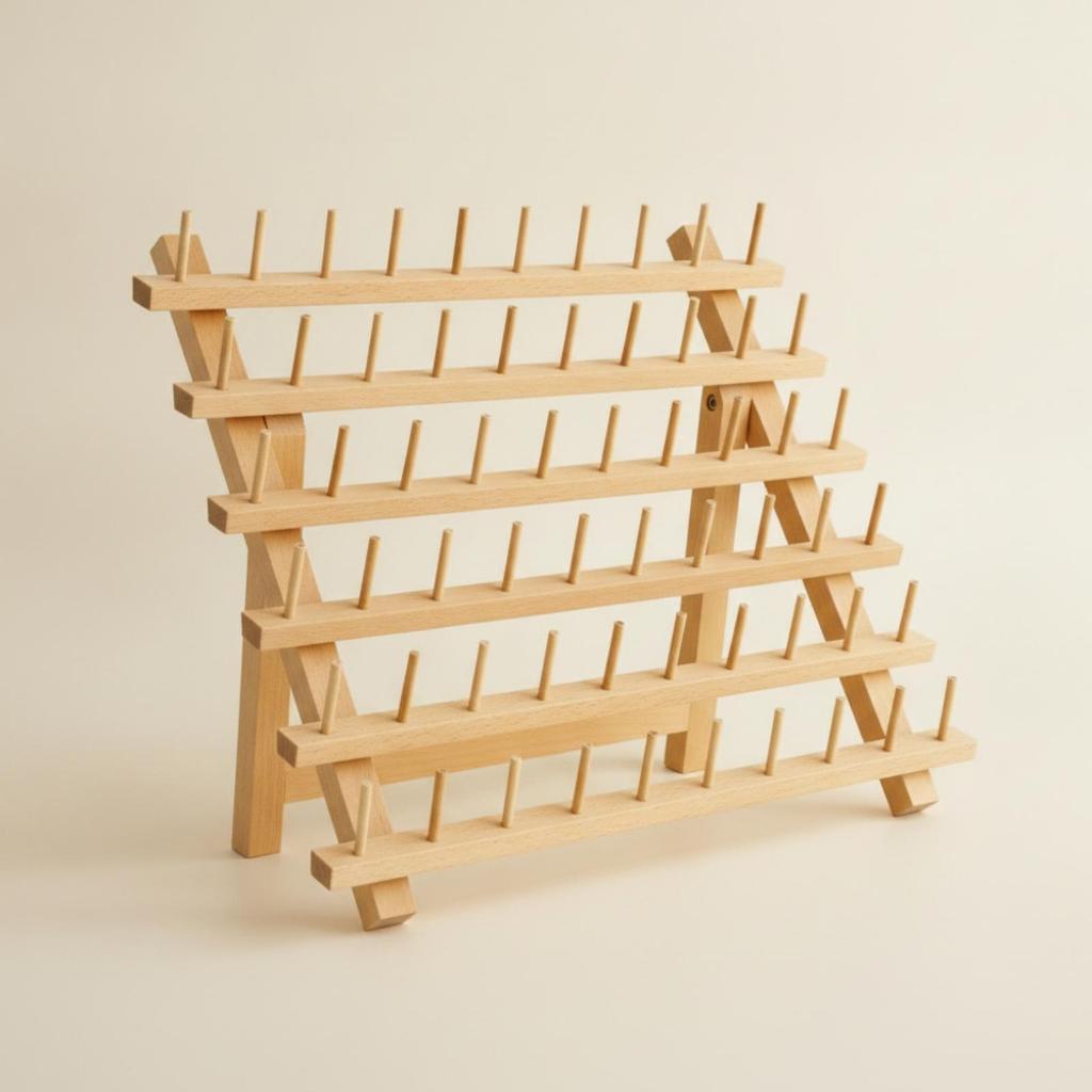 Beech Wood Thread Spool Rack Compact Holder Stand Portable for Craft Rooms