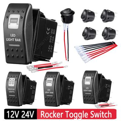 LED Light Bar Rocker Switch 12V 24V Waterproof Dual LED ON/Off Switch Marine Push Button LED Lamp Buttons for Boat Truck Trailer