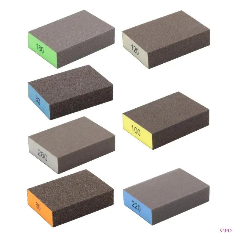 7 Pieces Multi Grits Sanding Sponges 94PD Washable Sanding Block 60-280 Grit for Wood Metal Furniture