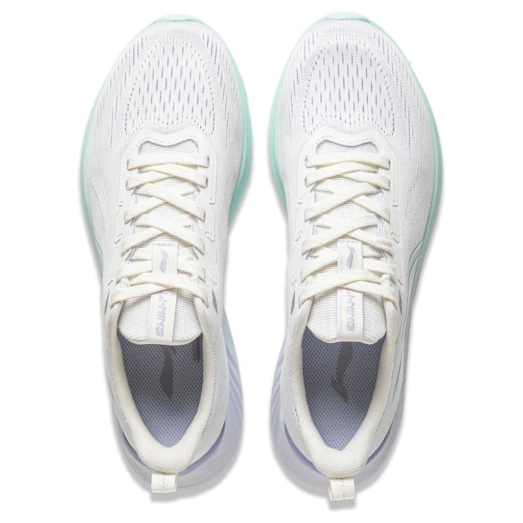 Li Ning Qingyi Comfortable Fabric Cushioning, Wear Resistant Low top Casual Running Shoes Women's White Purple ARSU016-1