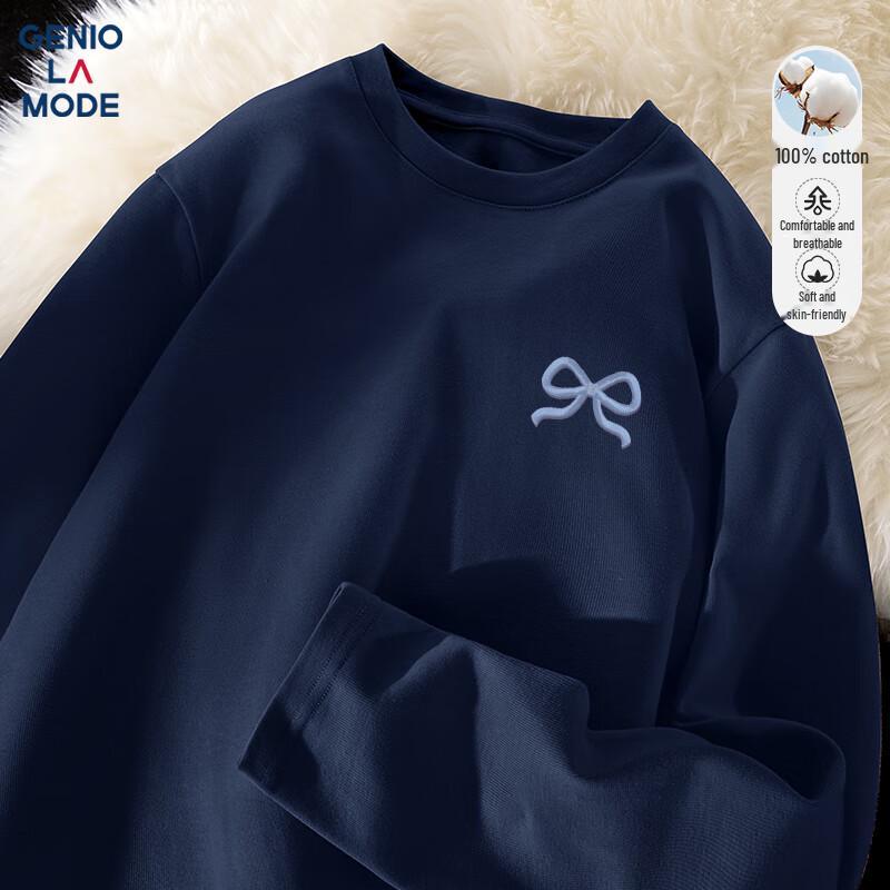 

Мужская хлопковая футболка с длинным рукавом и круглым вырезом GENIOLAMODE M