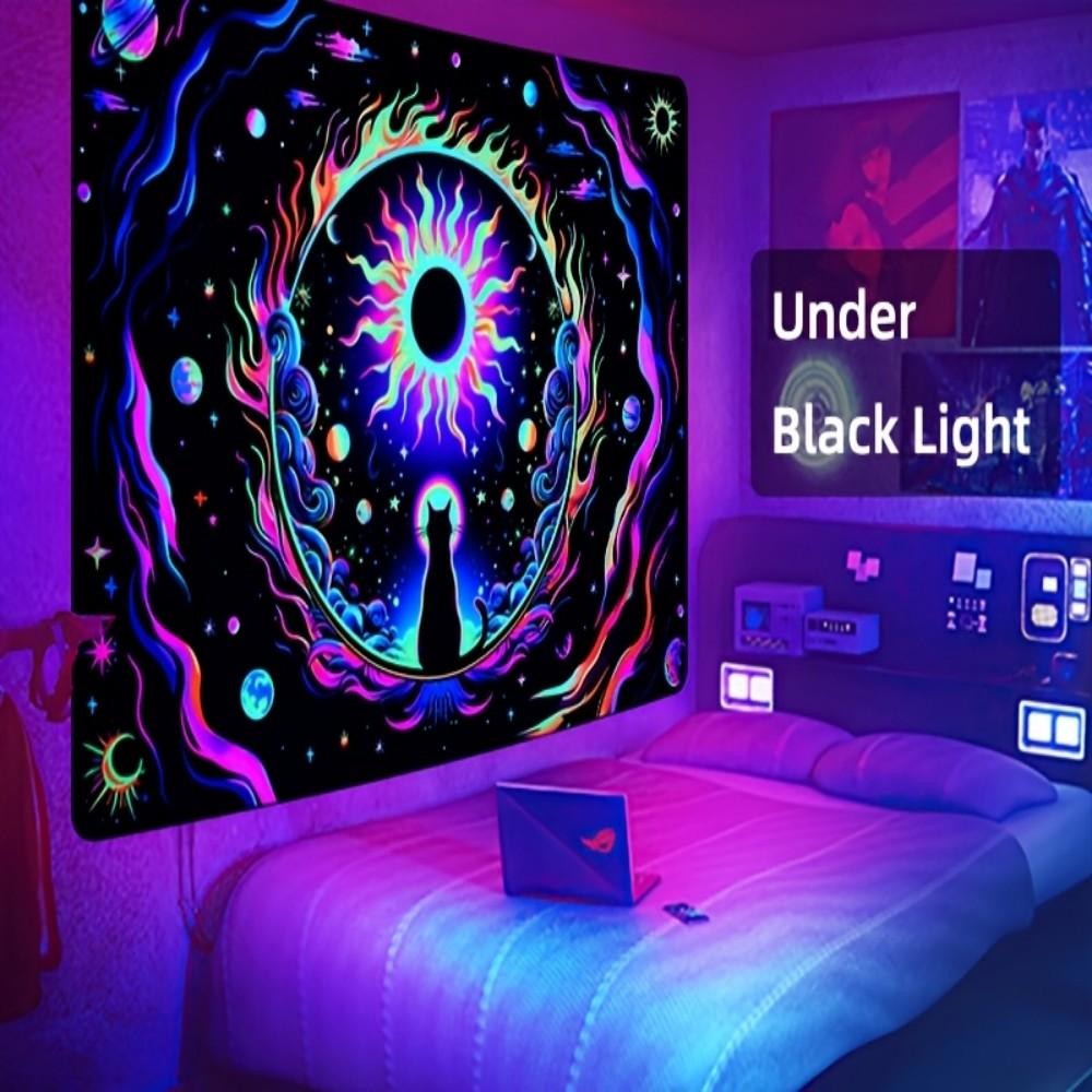 VIKAMA Magic Apostle Cosmic Cat Tapestry Gaming Room Bohemian Living Room Decor Immersive Starry Night Room Decoration