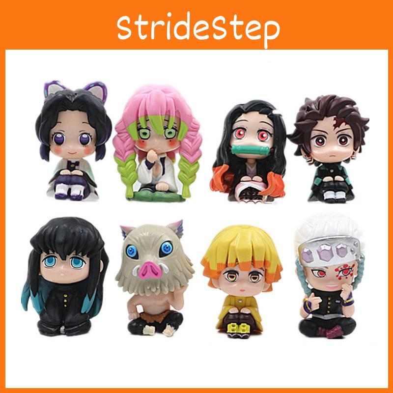 Adorable 8 Piece Q Version Sitting Demon Slayer Nezuko Toy Doll Capsule Figures Collection