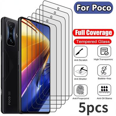 5Pc Protective Glass for Poco X3 Pro X3 NFC M5S M5 Film Screen Protector for Xiaomi Poco F3 F4 GT F2 Pro M3 M4 X4 Pro 5G Glass