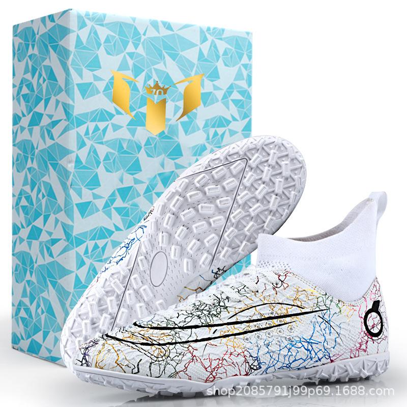 Studentské fotbalové boty mandarínská kachna AG dlouhé lisované kolíky pro chlapce a dívky vysoké ponožky studentská soutěž sportovní tréninkové boty tf