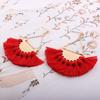 Gprince European Fashion Fan-shaped Gothic Tassel Earrings Ear Drops Women Jewelry Red
