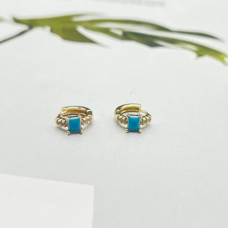 Elegante mehrfarbige Zirkon-besetzte Zuckerwürfel-Ohrringe für Damen