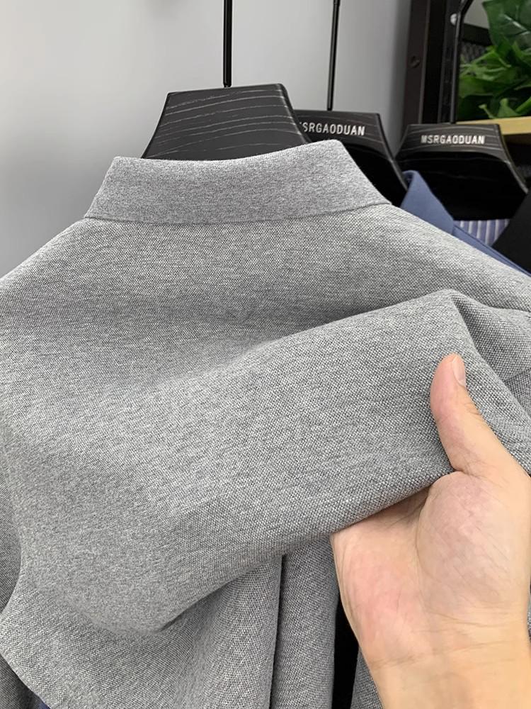 Herren Fleecegefüttert Bestickt Langarm Poloshirt - Herbst/Winter 2025 Business Casual Umlegekragen