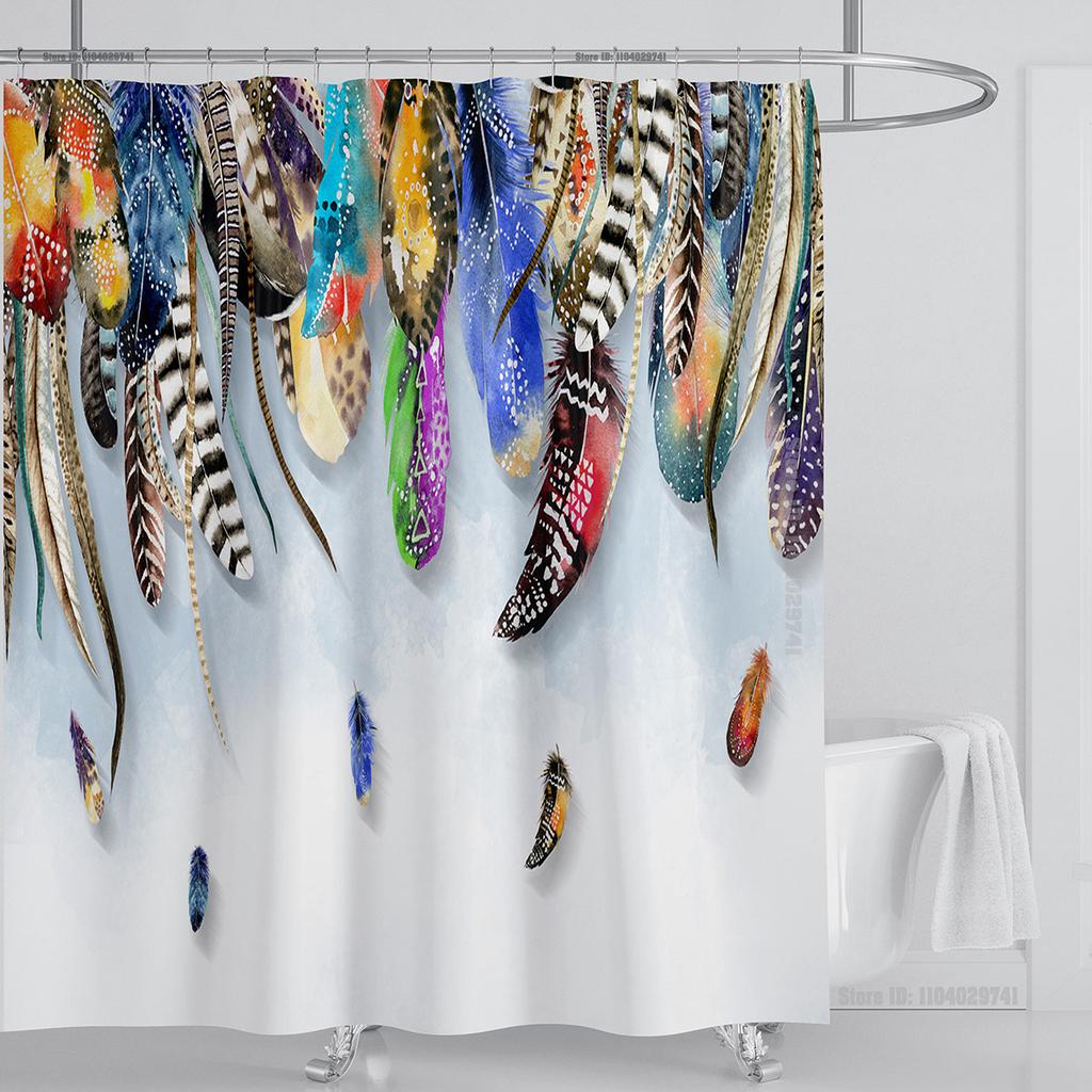 Plant Floral Shower Curtain Waterproof Shower Curtain Polyester Fabric 3D Printed Curtain Bathroom Decoration With Hooks