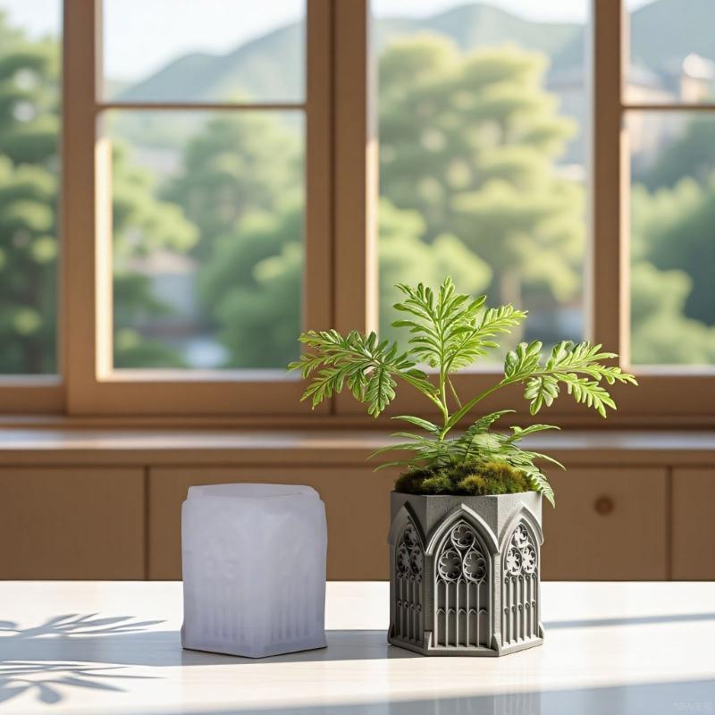 Decorative Silicone Candle Cup Mold For Handmade Resin Church Window Shape Planters Flower Pots Gift Giving