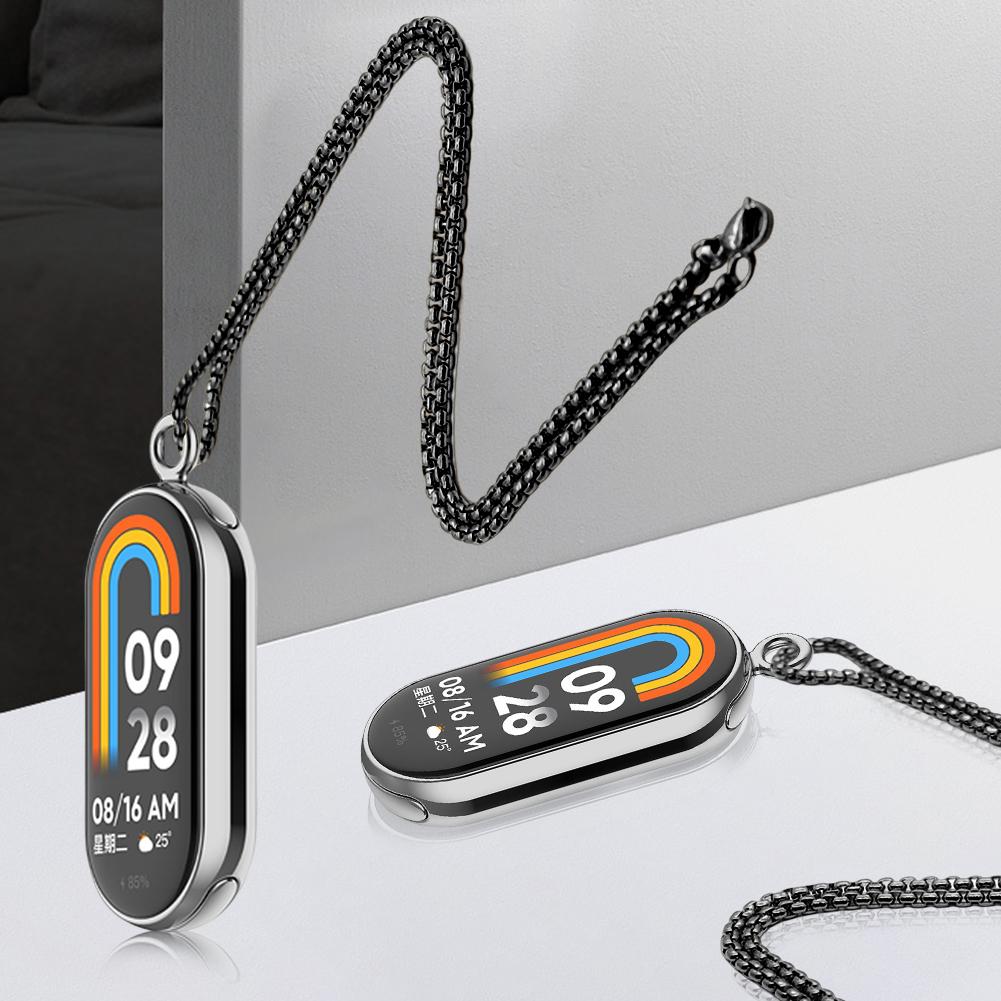 1Conjunto Colar com Pingente para Xiaomi Mi Band 8, Fivela de Corrente de Metal para Adaptador de Conexão de Acessórios de Pulseira Mi Band 8