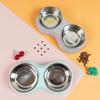 Dog Bowl and Food Container Combined Pet Oval Stainless Steel Double Bowl Cat Drinking Bowl Anti-Flop Dog Basin