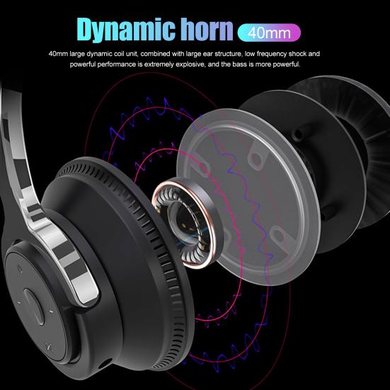 H2 Over Ear Wireless Headphones Bluetooth-compatible 5.1 Stereo Foldable Stretchable Headset Multicolor