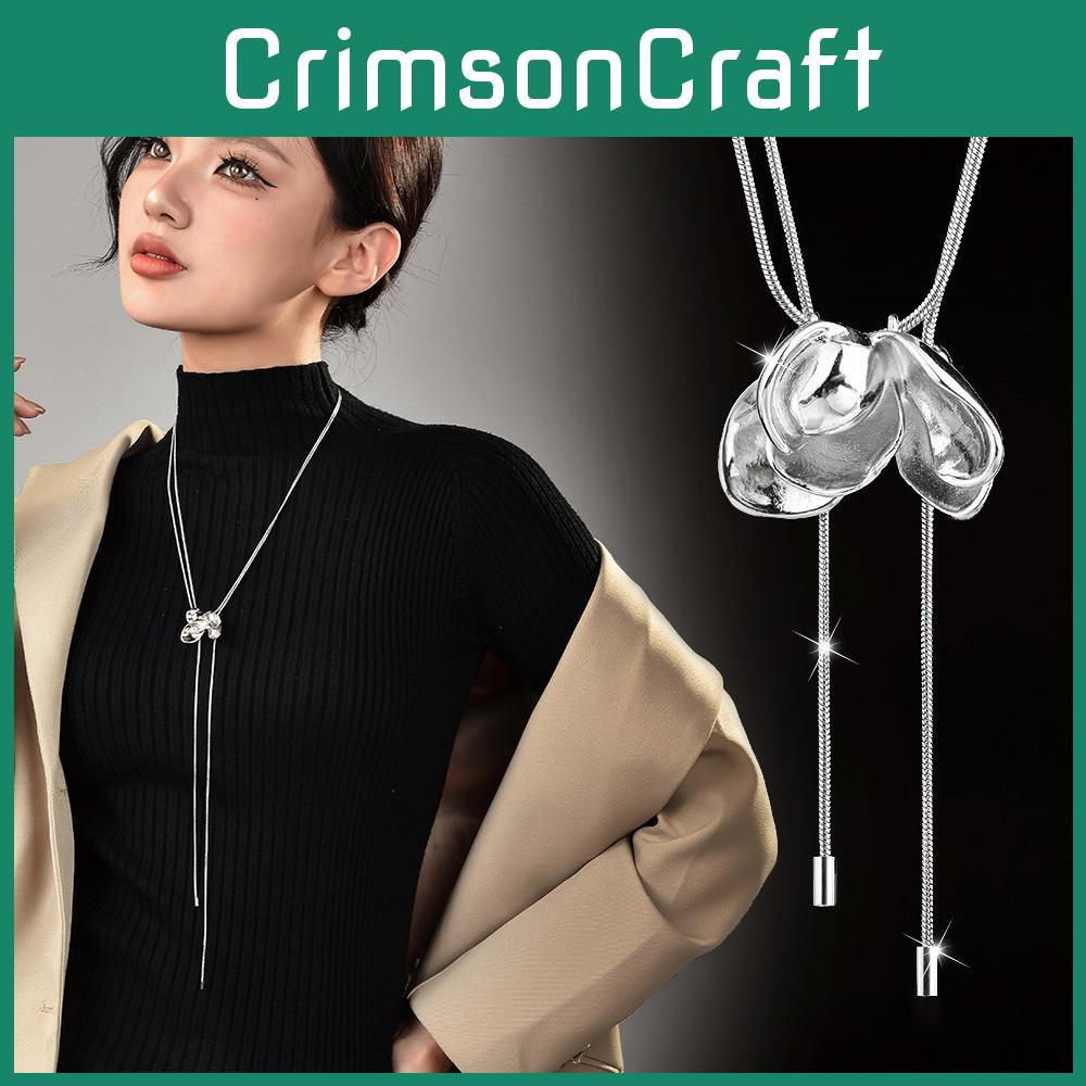 Beautiful Tulip And Camellia Inspired Women's Necklace With Sleek Snake Chain Design