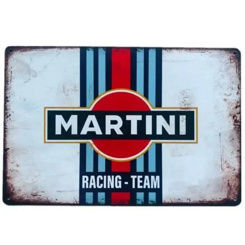 Жестяная табличка Martini Racing Team Винтажный Декор Гаража Мотоспорта Мужская Комната 20x30cm