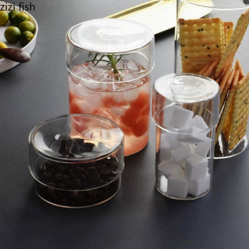 Transparent Glass Jar Candy Jars Cotton Swab Box Storage Tank Storage Jar Glass Box Organizer Decorative Jars Storage Boxes