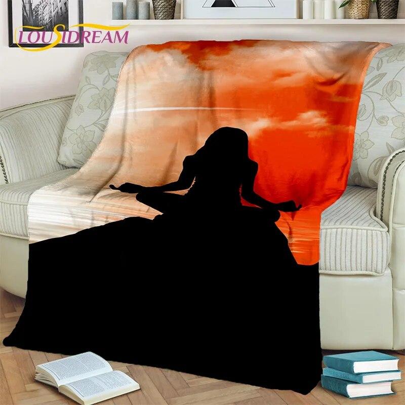 Rainbow 7 Chakra Yoga Meditation Blanket,Flannel Throw Blanket for Home Bedroom Bed Sofa Picnic Office Hiking Leisure Nap Cover