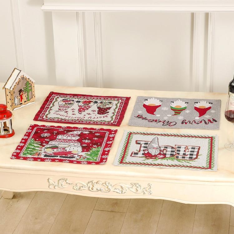 Xmas Style Vintage Washable Table Mats Place Mat Table Pad Fabric Material